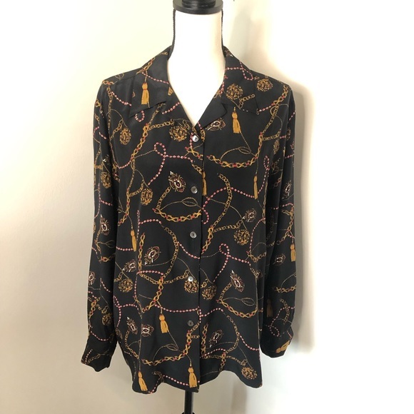 Vintage Valerie Stevens 100% Silk Button Down Blouse